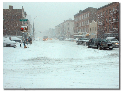 Picture of East 111th Street and Third Avenue, during the height of the storm.