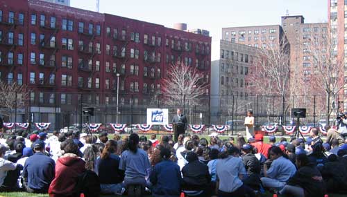 Mr. Richard Berlin presides over re-opening ceremony of the Harlem RBI Field of Dreams