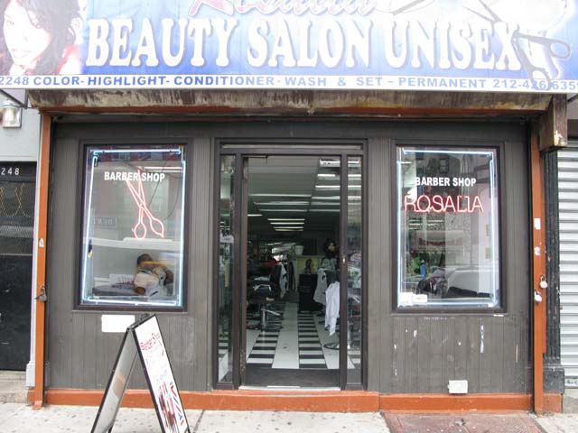 Photograph of the front of Rosalia's Barber Shop