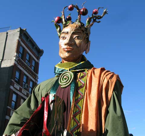 Photo of one of the new giant parade puppets - one of the Three Kings, Wise Men