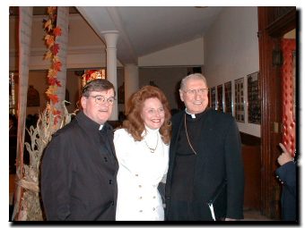 Picture of Cardinal O'Connor with St. Cecilia's Church Pastor, Fr. James Brennan and with sculptor Eileen Barry