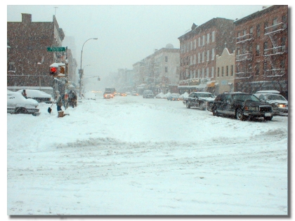 Picture of East 111th Street and Third Avenue, during the height of the storm