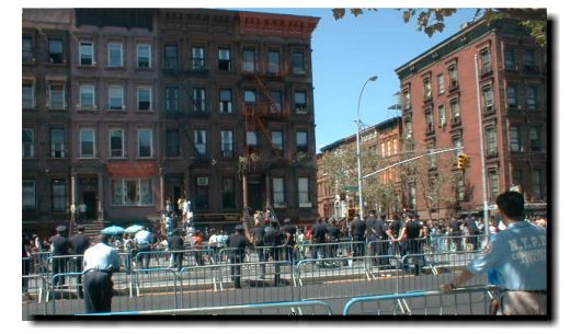 Wide picture of police gathered together during the rally